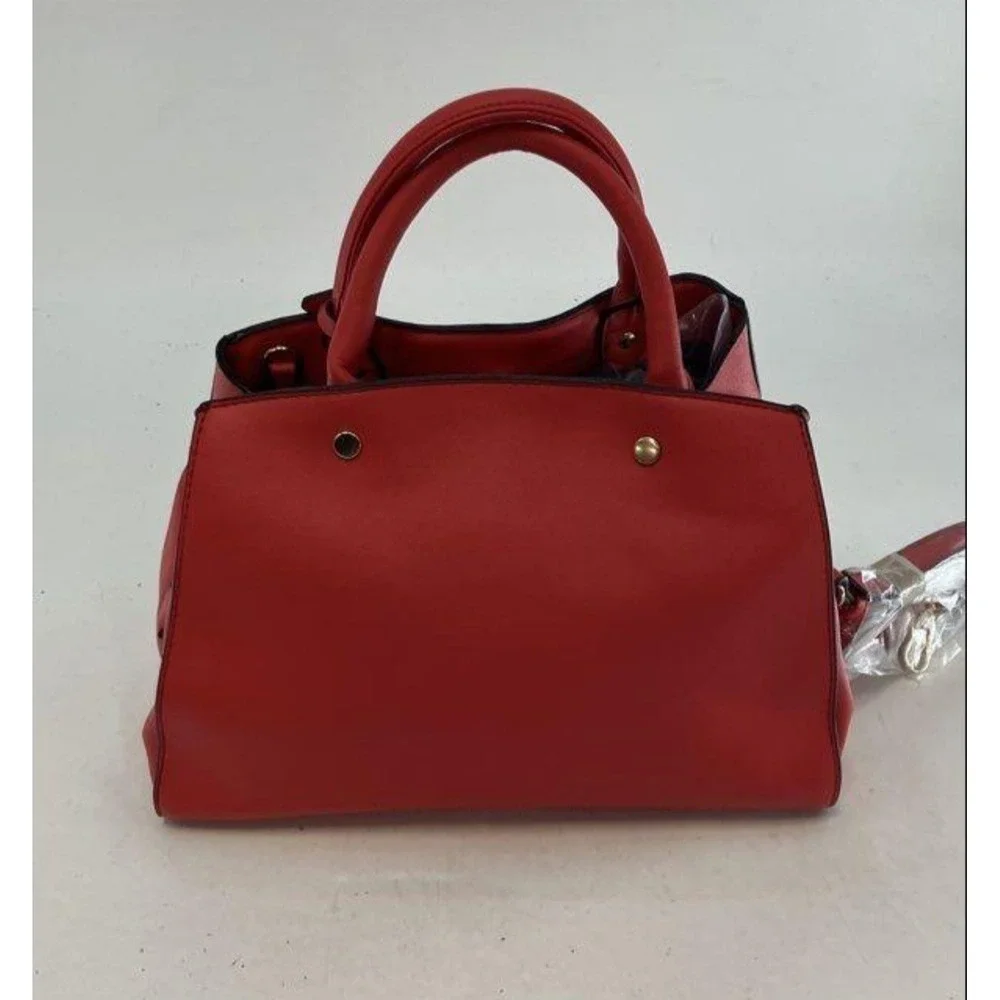 CHRISTIAN LACROIX Embossed Logo Satchel Red Convertible Shoulder Bag